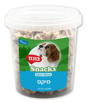 חטיף לכלב בונזו מיקס טעמים 500 גרם בצנצנת