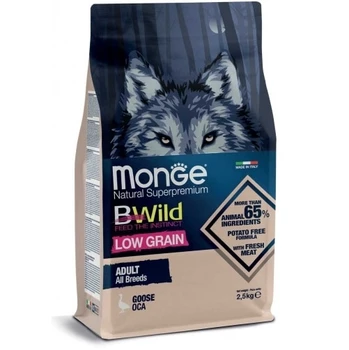 מונג' בי ויילד מזון לכלבים בוגרים מכל הגזעים אווז מופחת דגנים 12 קילו